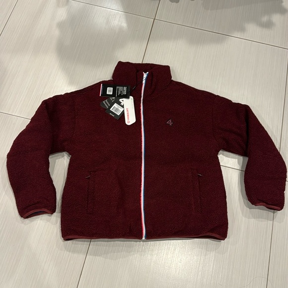 Fourlaps NWT Polar Quilted Sherpa Jacket in Burgundy/Smoke. Reversible. - Picture 1 of 12